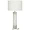 White Marble Slender Stand Table Lamp with Drum Shade 15" x 15" x 29"